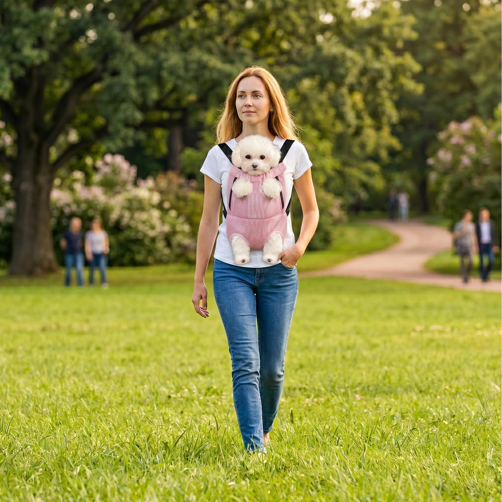FEimaX Dog Carrier Backpack Pet Legs Out Front Cat Travel Bag, Adjustable Puppy Backpacks Carriers Hands-Free for Small Medium Dogs Cats Hiking Traveling Camping Daily Walking