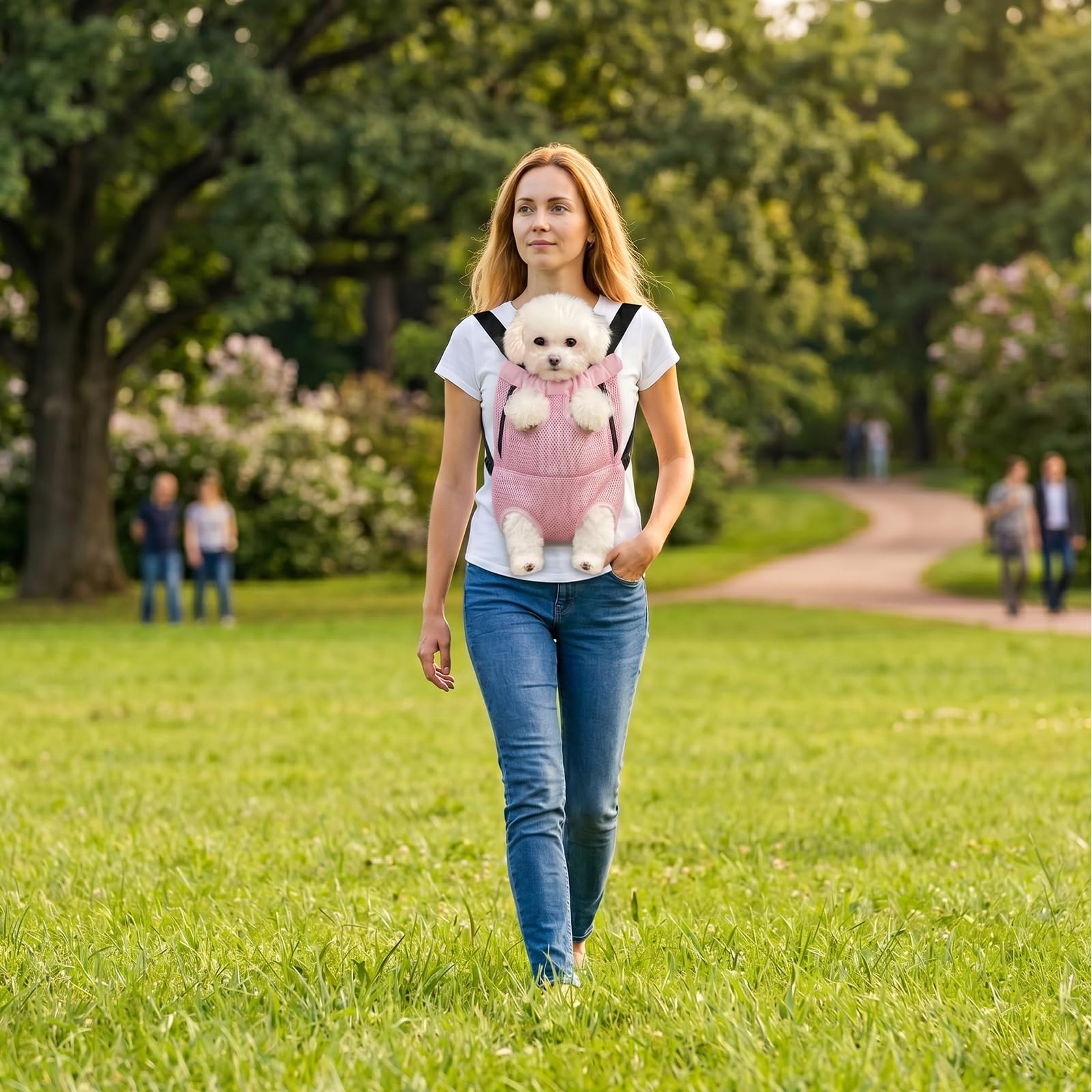 FEimaX Dog Carrier Backpack Pet Legs Out Front Cat Travel Bag, Adjustable Puppy Backpacks Carriers Hands-Free for Small Medium Dogs Cats Hiking Traveling Camping Daily Walking