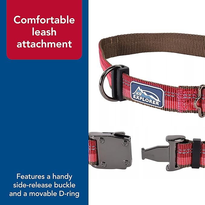 Coastal Pet K9 Explorer Reflective Adjustable Dog Collar - Comfortable Collar for the Outdoors - Durable, Lightweight Accessory with Side-Release Buckle - Campfire Orange, 1" x 18-26"