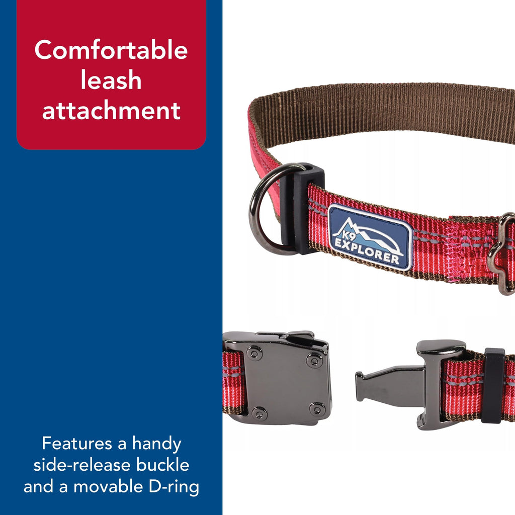 Coastal Pet K9 Explorer Reflective Adjustable Dog Collar - Comfortable Collar for the Outdoors - Durable, Lightweight Accessory with Side-Release Buckle - Campfire Orange, 1" x 18-26"