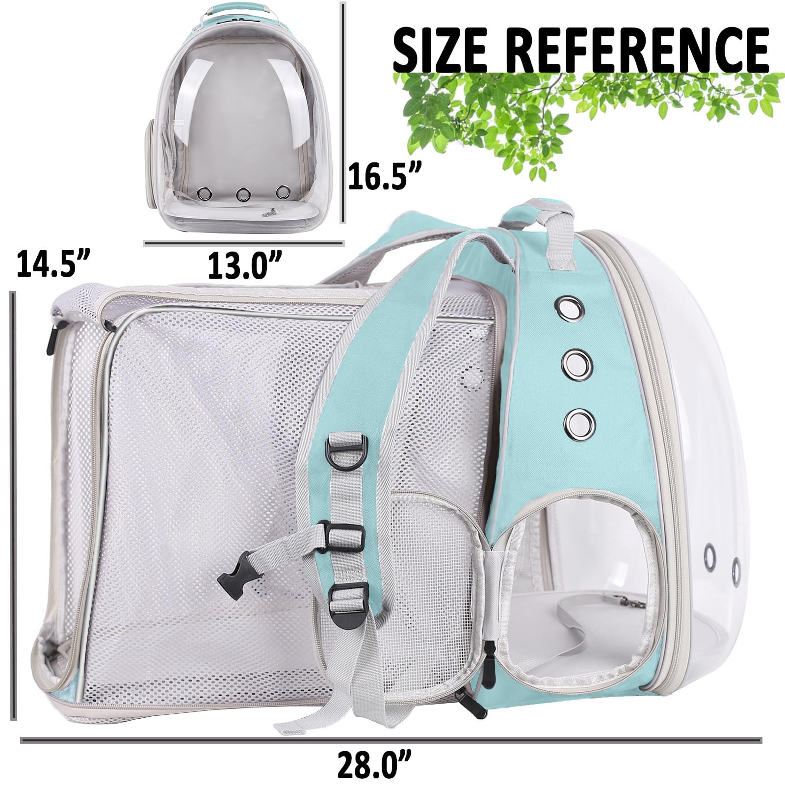 Square Back Extension Pet Backpack Carrier for Cat and Small Puppy up to 12 Pounds, Clear Space Capsule Astronaut Transparent Bubble Window Backpack to Carry and Transport Cat to Vet and Traveling