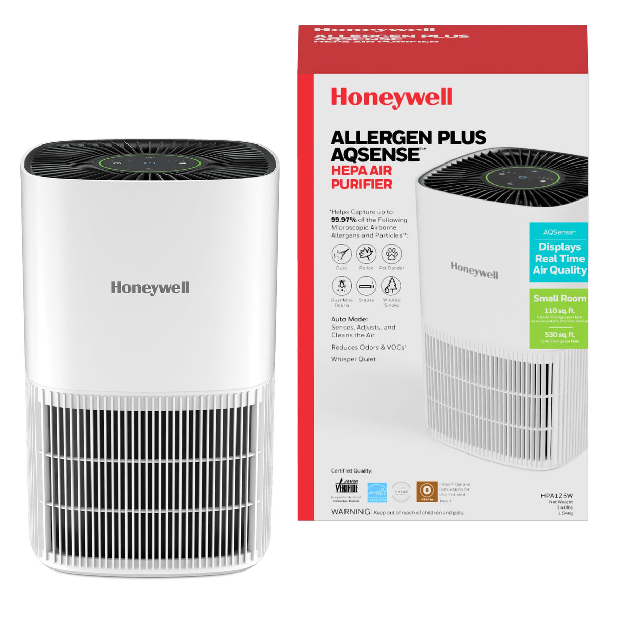 Honeywell Allergen Plus Compact HEPA Small Room Air Purifiers, Grey