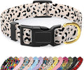 TMOODEL Reflective Dog Collar for Extra Small Dogs, Cute Leopard Style Adjustable Heavy-Duty Nylon Puppy Collar for Boy and Girl Female, Soft Pet Accessories with Quick Release Buckle, Beige
