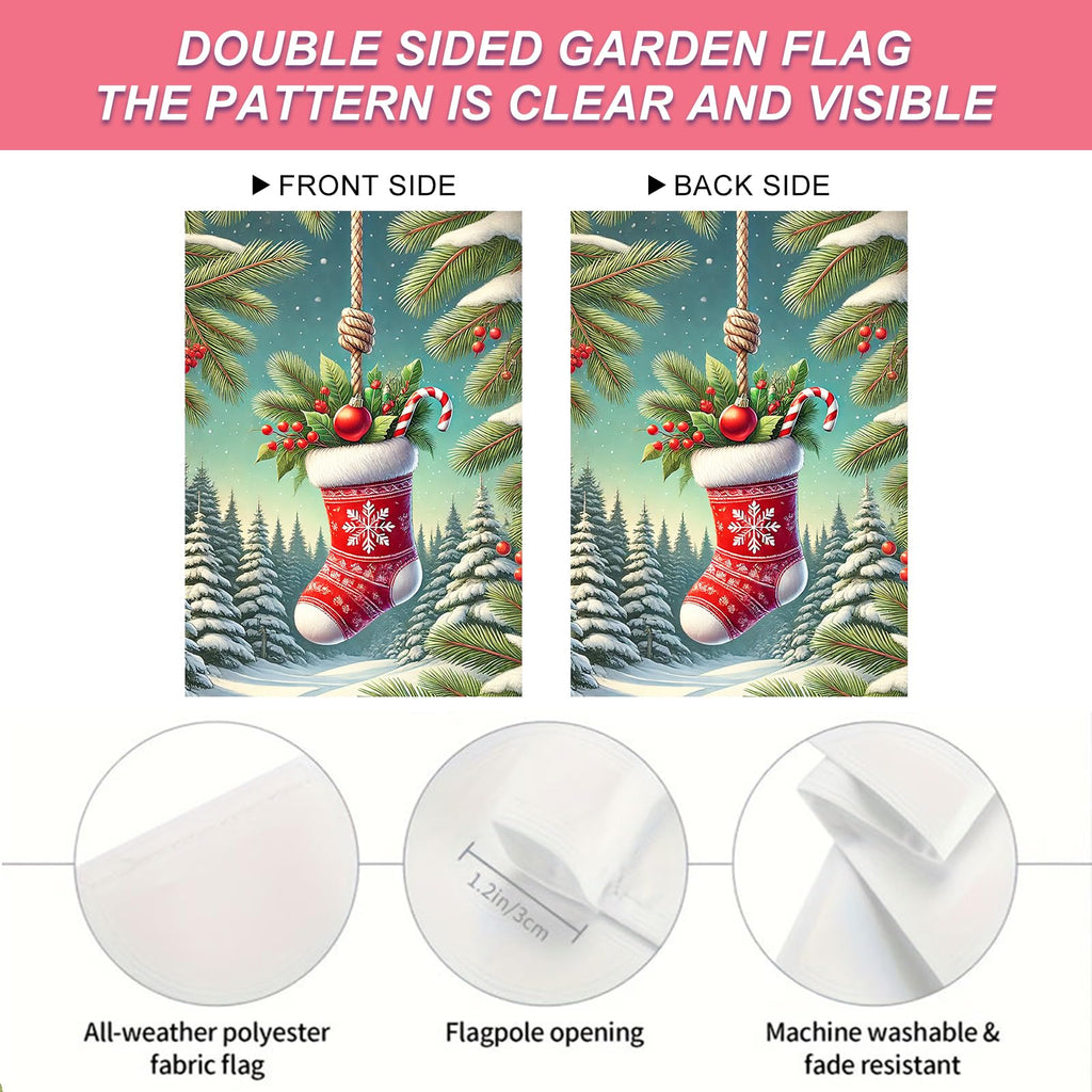 BlissYard Christmas Garden Flag 12x18 Inch Candy Stocking Yard Decor