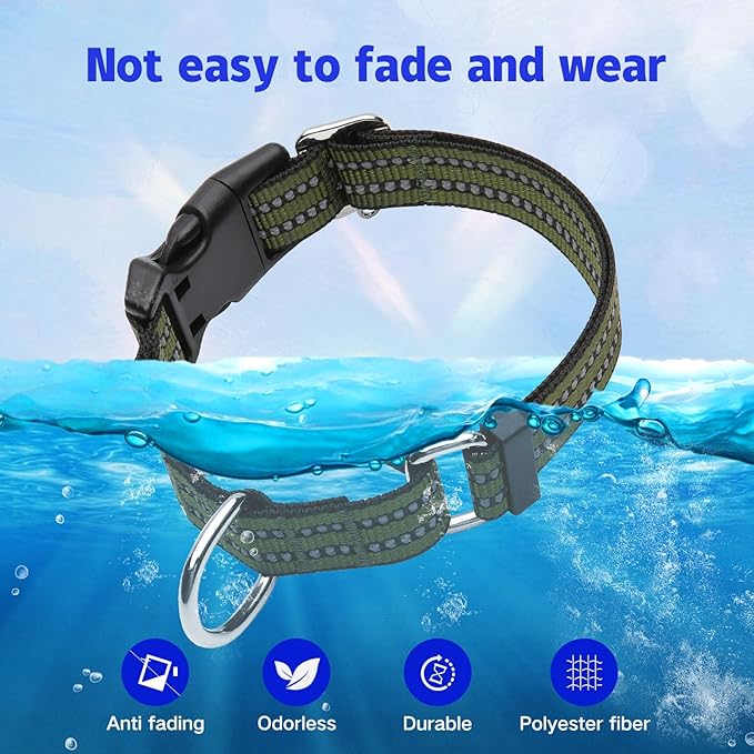 JOYEEIIOO Martingale Dog Collar, Adjustable Nylon Reflective Collar with Quick Release Buckle, No Pull Dog Training Collars for Small Medium Large Dogs (Forest Green, Small)