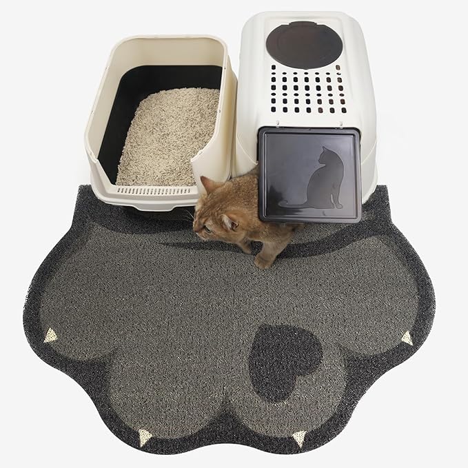 Rarenut Cute Cat Litter Mat 24”x16”, Litter Box Mat, Litter Trapping Mat, Soft on Kitty Paws, Easy Clean, Anti Slip, Pet Accessories, Door Floor mats - White Pink60*40