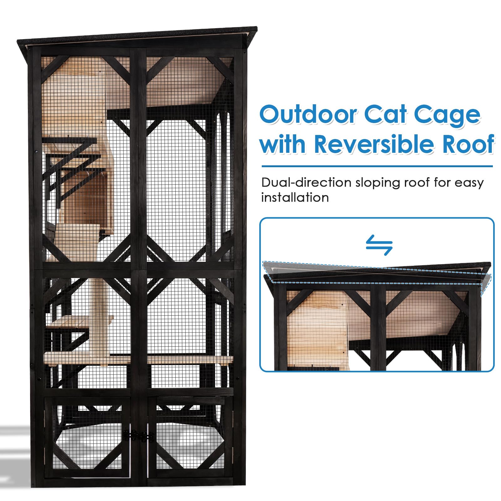 Catio Outdoor Cat Enclosure Window Access Walk-in Indoor Cat Cage Patio 71"