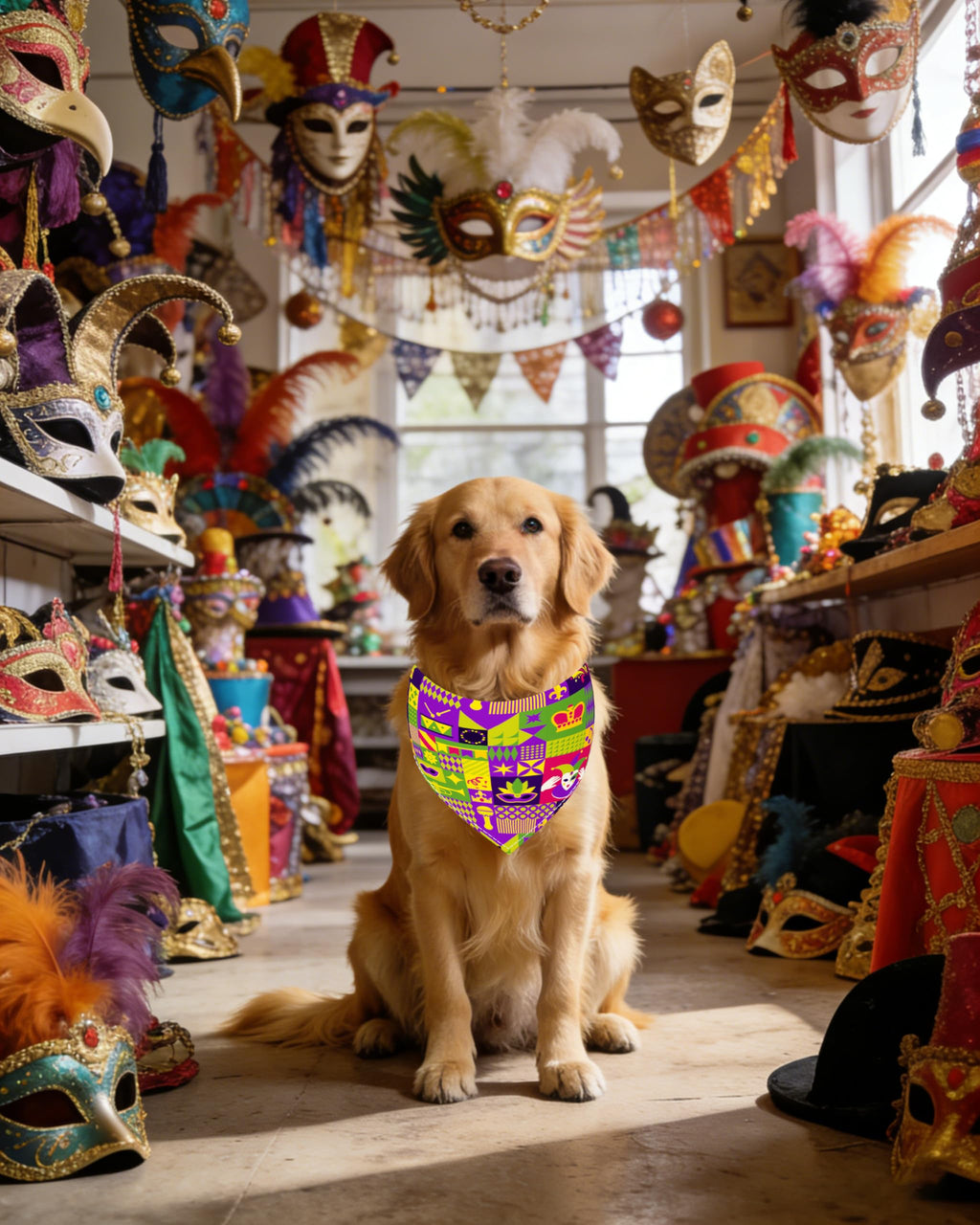 PET SHOW 50 Pack Mardi Gras Dog Bandanas Bulk for Large Dogs