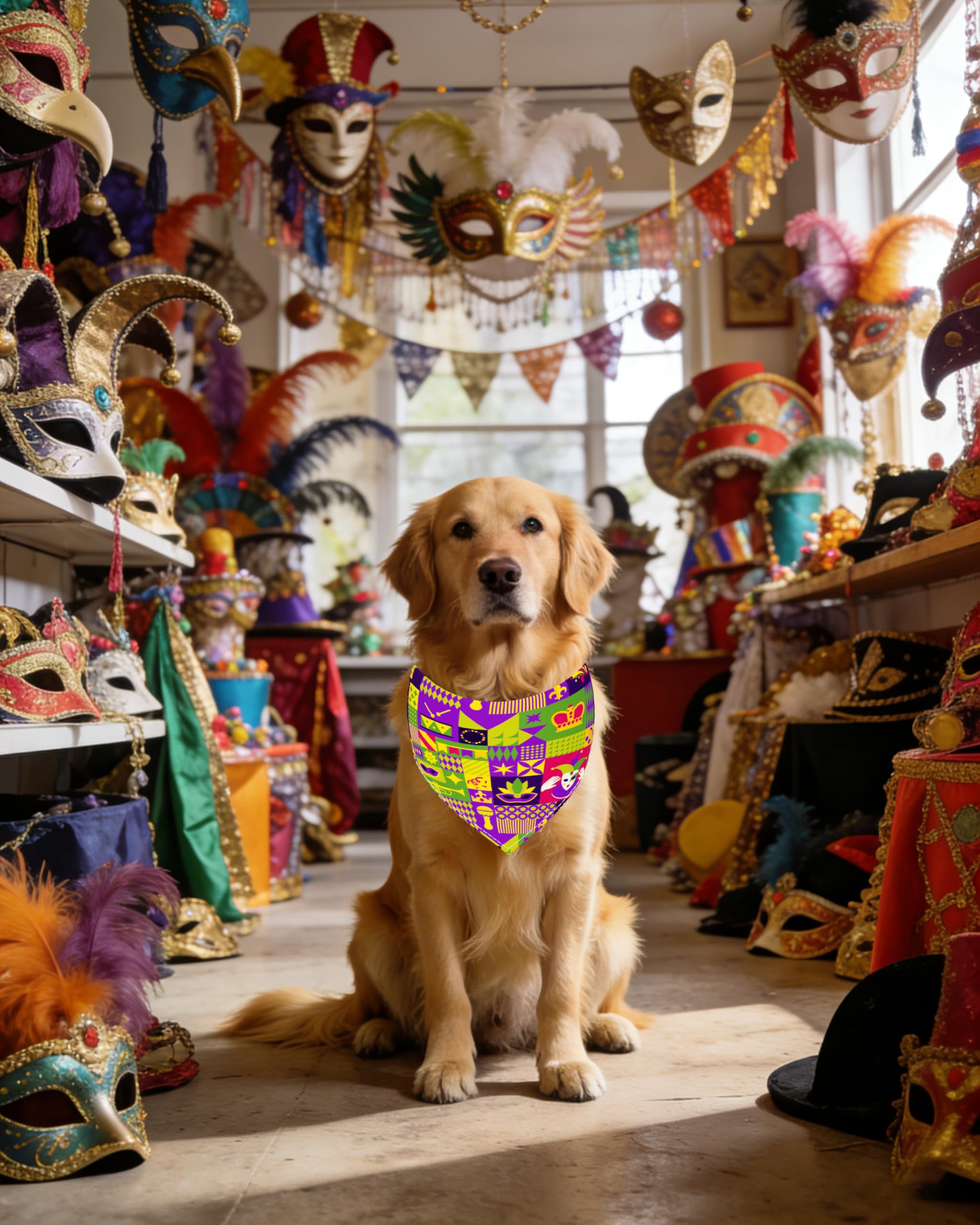 PET SHOW 50 Pack Mardi Gras Dog Bandanas Bulk for Large Dogs