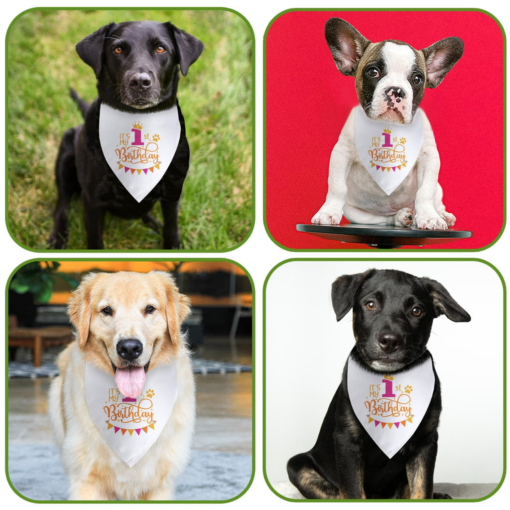 It's My 1st Birthday Dog Bandana Happy 1st Birthday Pet Triangle Scarf for Large Medium Small Dogs One Year Old Gifts Photo Prop Pet Scarf Accessories Christmas Puppy Gifts