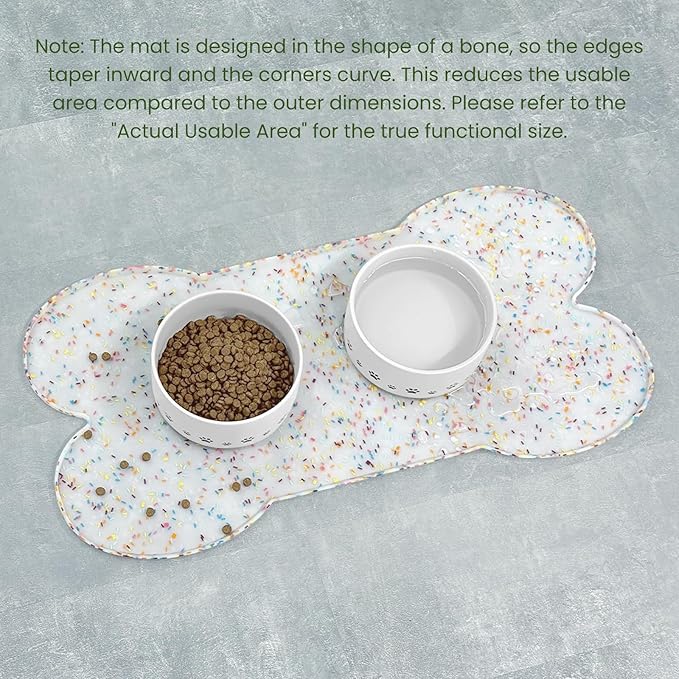 PWTAA Dog Food Mat Anti-Slip Silicone Dog Bowl Mat Thicker Pet Placemat Waterproof Cat Feeder Pad with Raised Edge Puppy Kitten Feeding Mats Suitable Small Medium-Sized Dogs Cats Eating Tray