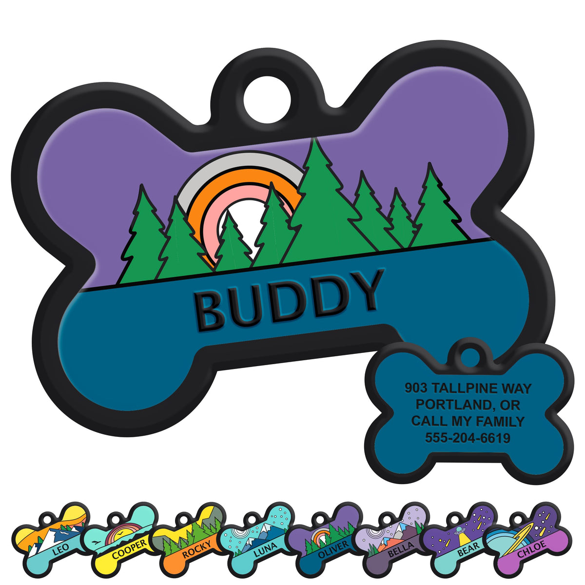 GoTags Silent Dog Tag, Personalized Engraved Bone Silicone Pet ID Tag