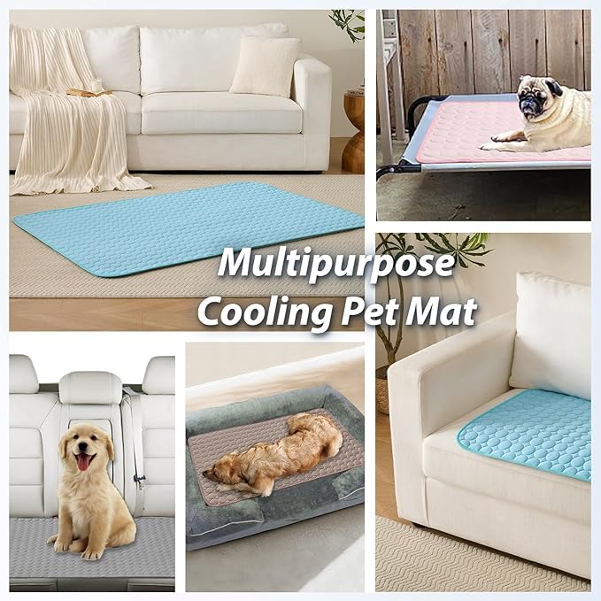 MICROCOSMOS Summer Cooling Mat & Sleeping Pad- Water Absorption Top, Easy Carry, EZ Clean, Materials Safe. Keep Cooling for Pets, Kids and Adults.(Pink, 19" x 15")