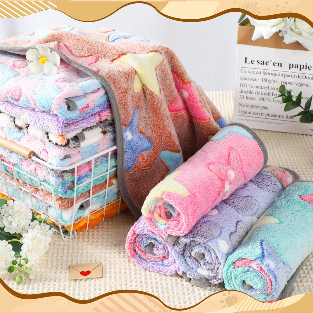 BrightRow 20 Pcs Puppy Blanket Bulk Soft Fluffy Flannel Pets Fleece Blankets for Small Dogs Throw Warm Bed Washable Sleep Mat Bed for Shelter Stray Dog Puppy Cat, 16x24 Inches