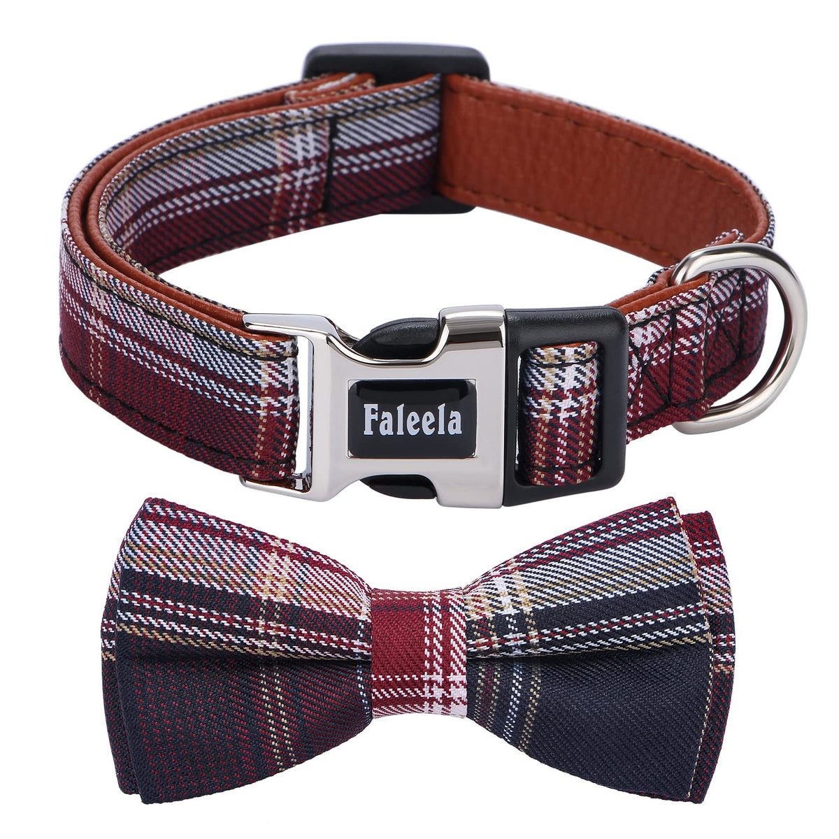 Faleela Cute Soft Girl Christmas Dog Collar with Bow, Bowtie Dog Collar for Boy,Detachable Adjustable Collar for Small Medium Large Pet