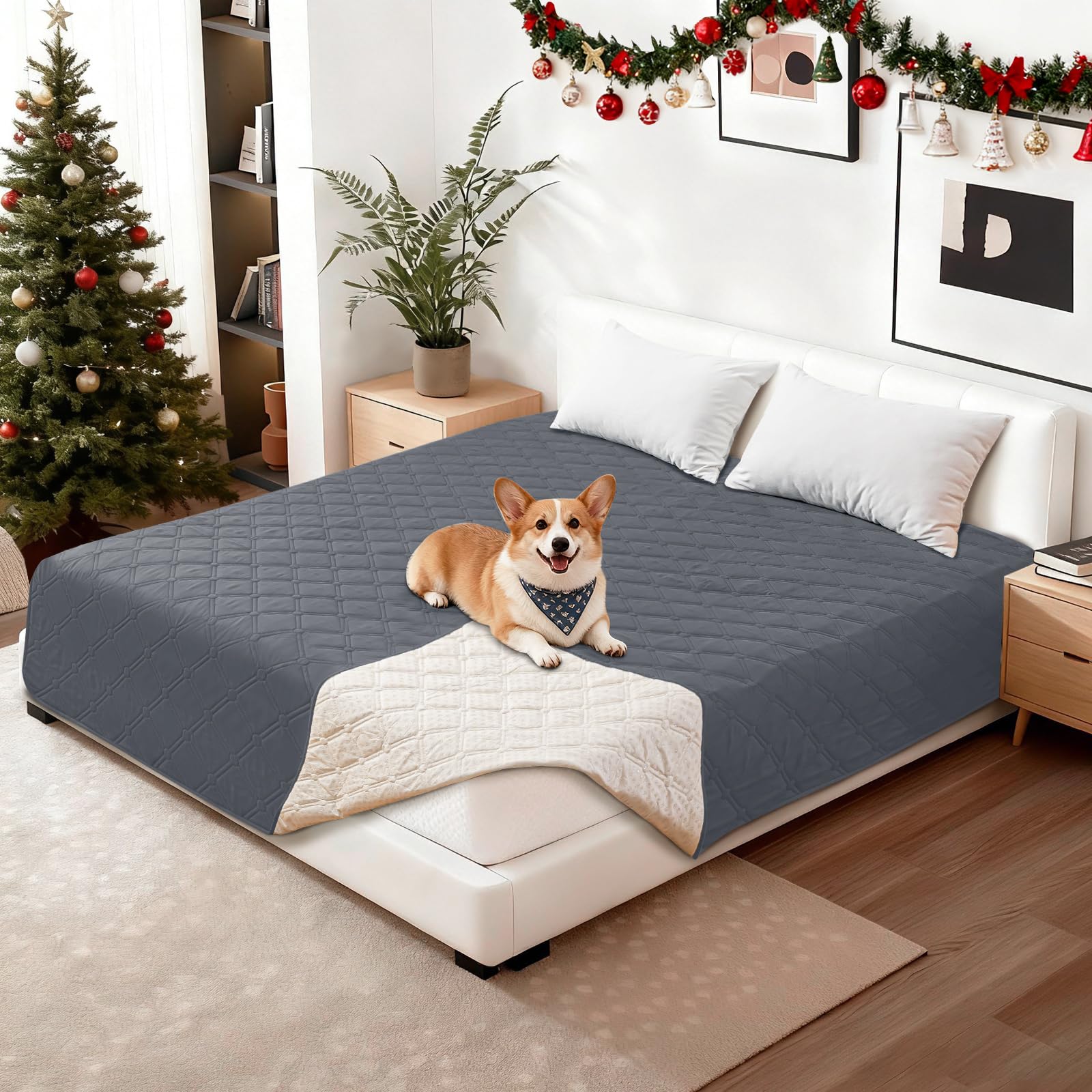 CYCMACO Waterproof Couch Covers for Pets, Waterproof Dog Bed Cover, Anti-Slip Soft Dog Blankets, Couch Cover for Dogs Washable, Pet Blanket for Puppy Large Dogs Cat (82x102 Inch, Dark Grey)