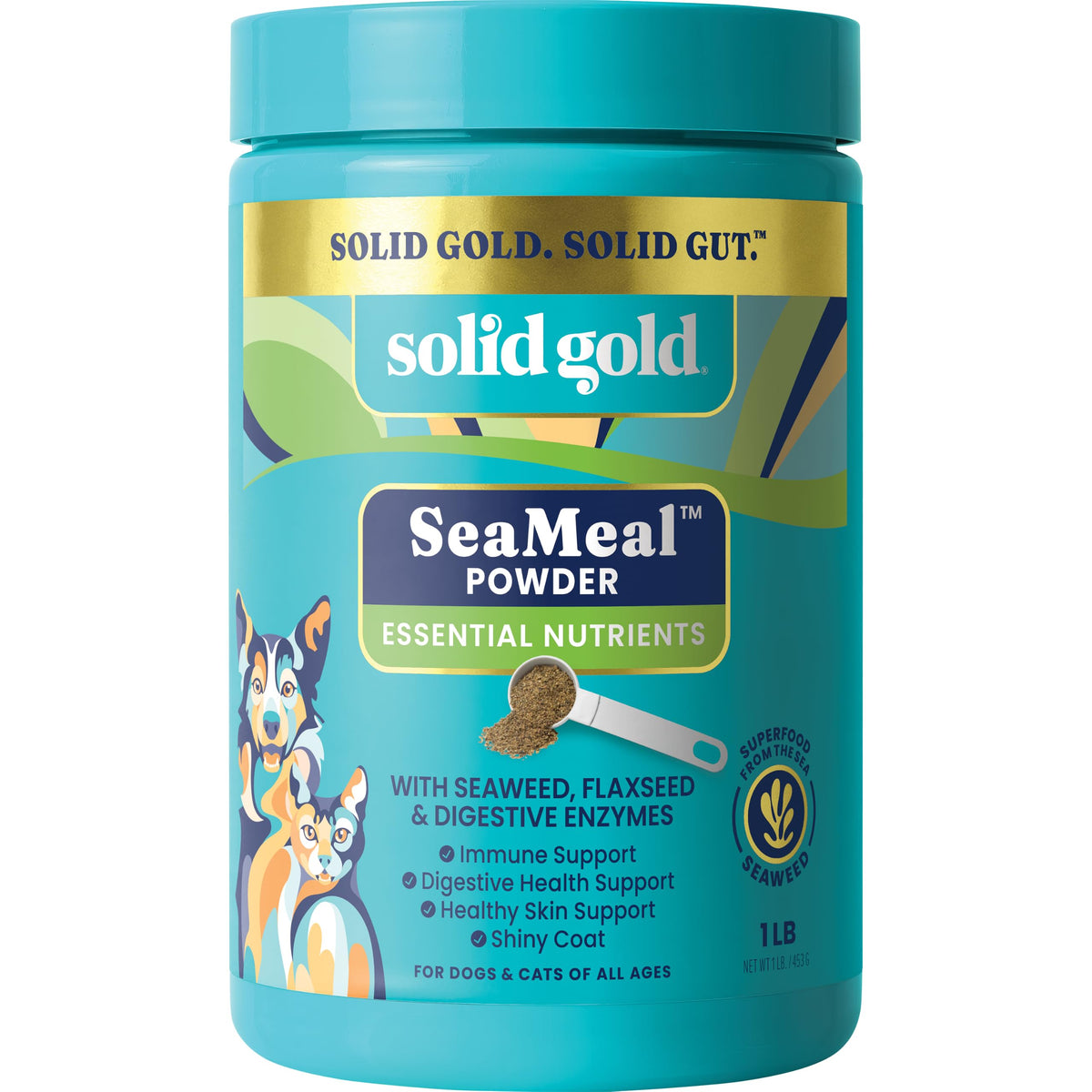 Solid Gold Dog & Cat Multivitamin Powder, Omega 3 & Kelp, Skin & Coat, 5LB
