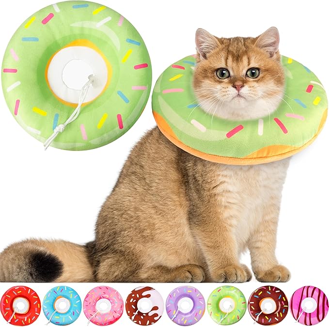 Hpetppy Cat Cone Collar Soft, Cat Recovery Collar for Wound Healing Cute Donut Adjustable Kitten Cones to Stop Licking Comfortable Lightweight Neck Elizabethan Collars for Kittens After Surgery
