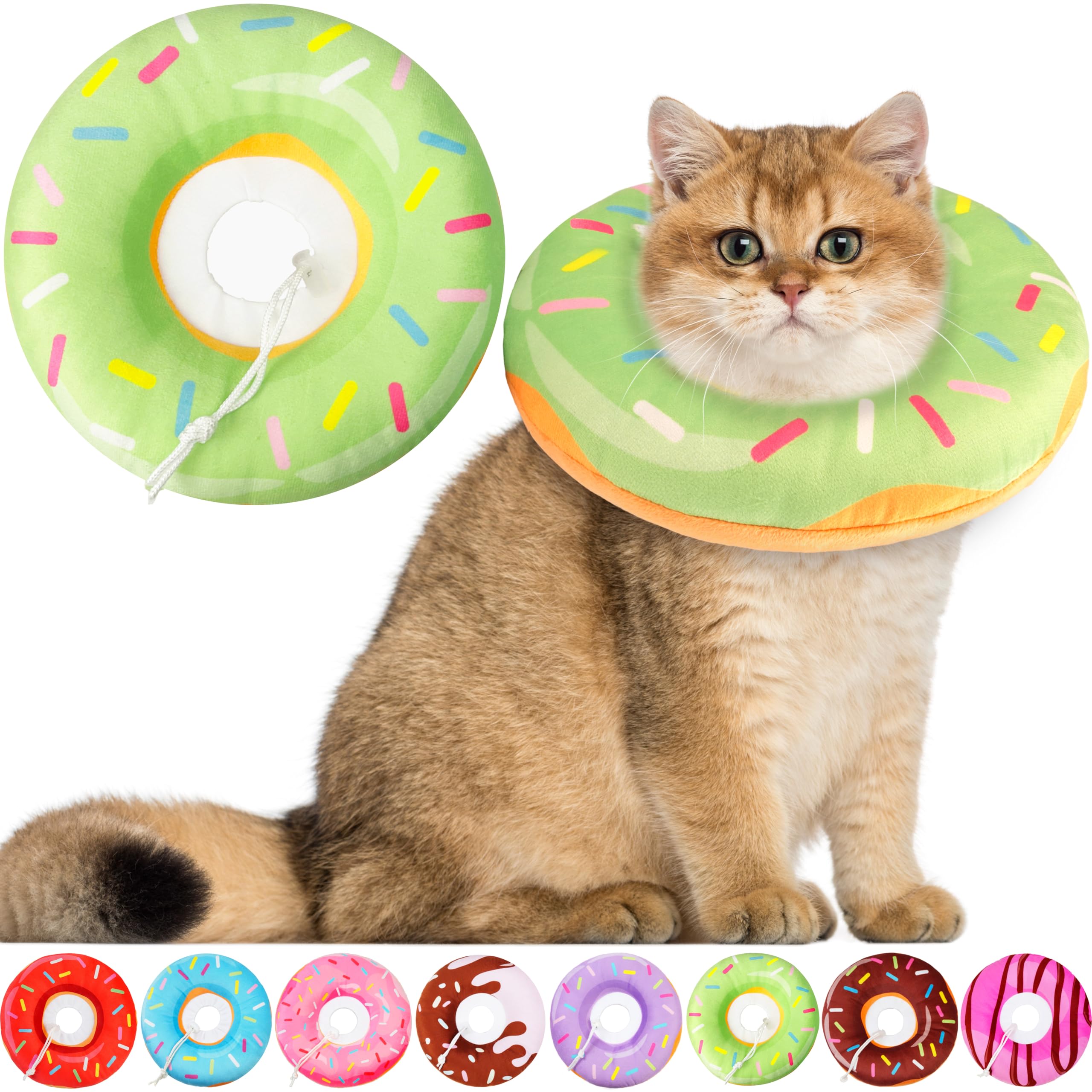 Hpetppy Cat Cone Collar Soft, Cat Recovery Collar for Wound Healing Cute Donut Adjustable Kitten Cones to Stop Licking Comfortable Lightweight Neck Elizabethan Collars for Kittens After Surgery