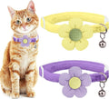 Breakaway Cat Collars with Bells, MUZIEBA Kitten Collar for Girl Boy Adjustable Safety Kitty Collars for Cats Puppy and Small Pets (Purple + Yellow)