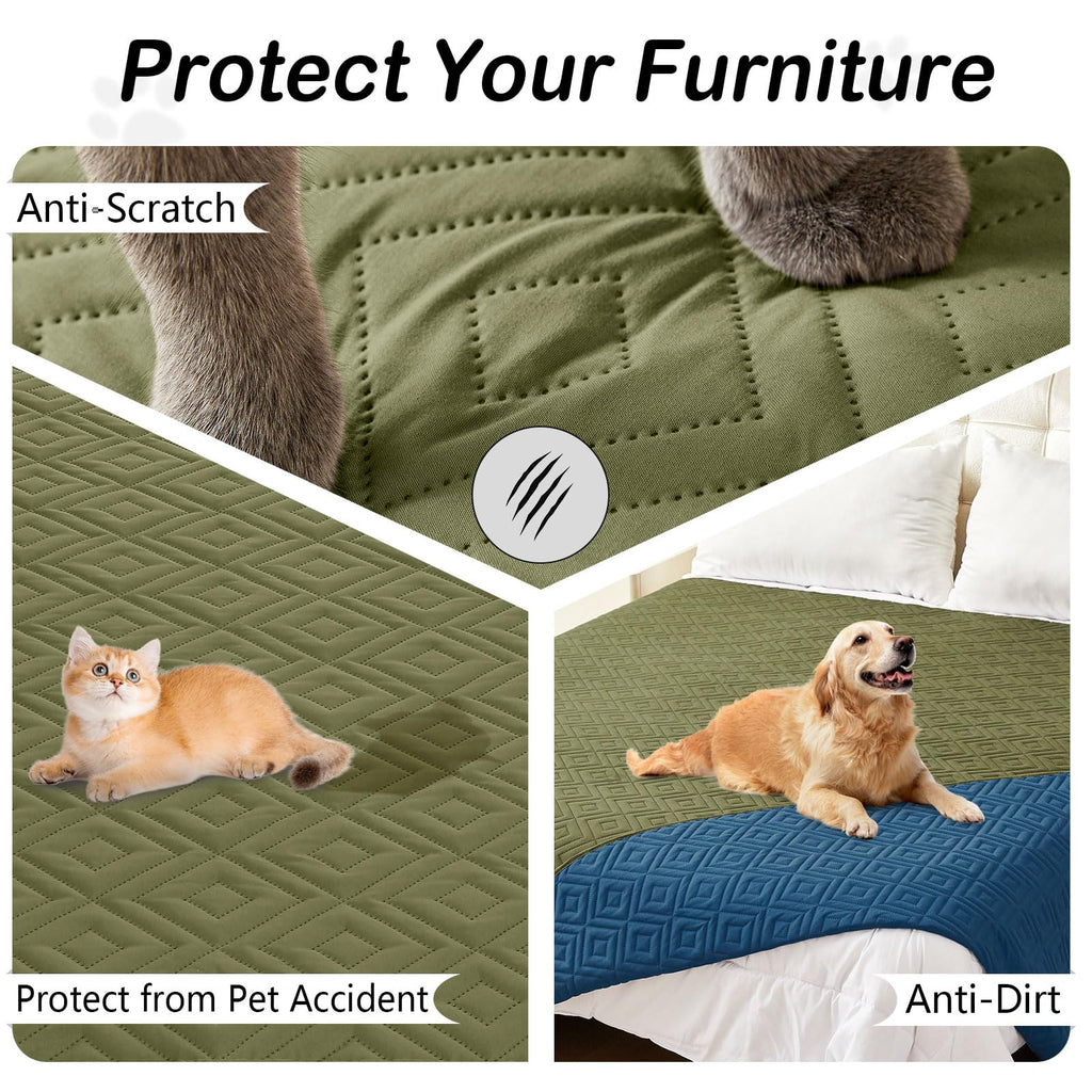 hyha Waterproof Reversible Dog Blanket, Pet Blanket for Sofa Couch