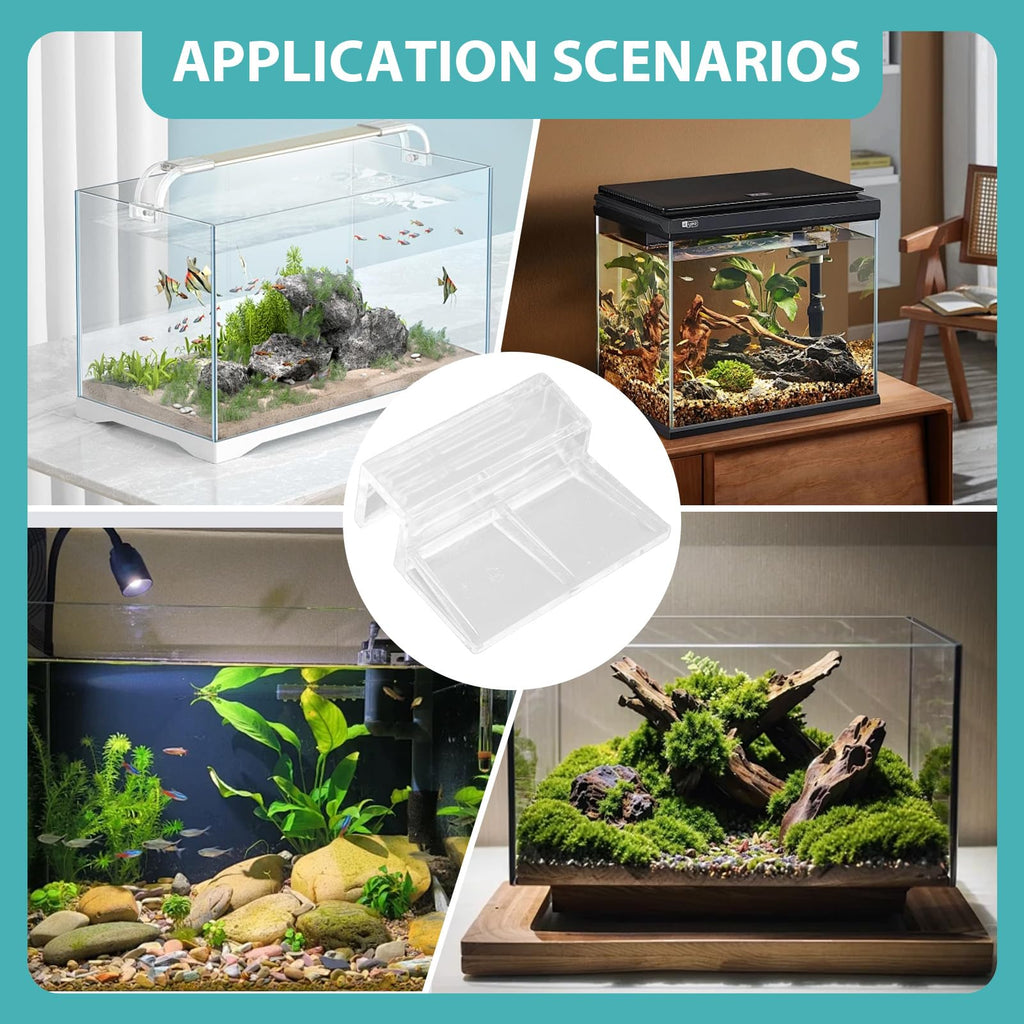TNJPSEK 15 Pcs Rimless Aquarium Lid Clips for 11-12mm Glass, Clear Acrylic Aquarium Cover Support Clamps for Fish Tank Lid Holder, Plastic Tank Top Clips for Glass Canopy or Piscine Hoods and Covers