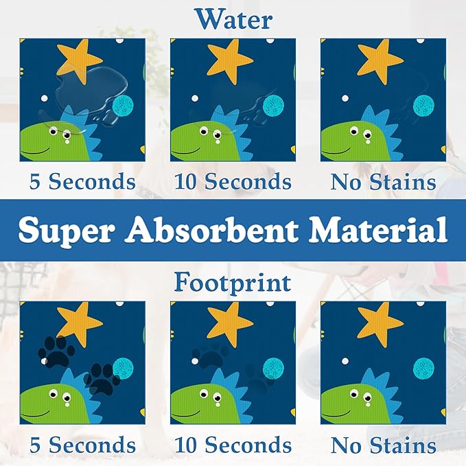 Cartoon Dino Pet Feeding Mat–Quick Dry Absorbent Dog Cat Food Mat, Non Slip Waterproof Bowl Placemat for Messy Eaters, Pet Accessories for Floors 16"x24"
