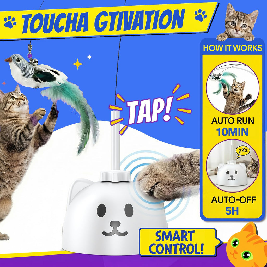 CATPICK Automatic Interactive Cat Toy, Flying Bird Wand for Indoor Cats