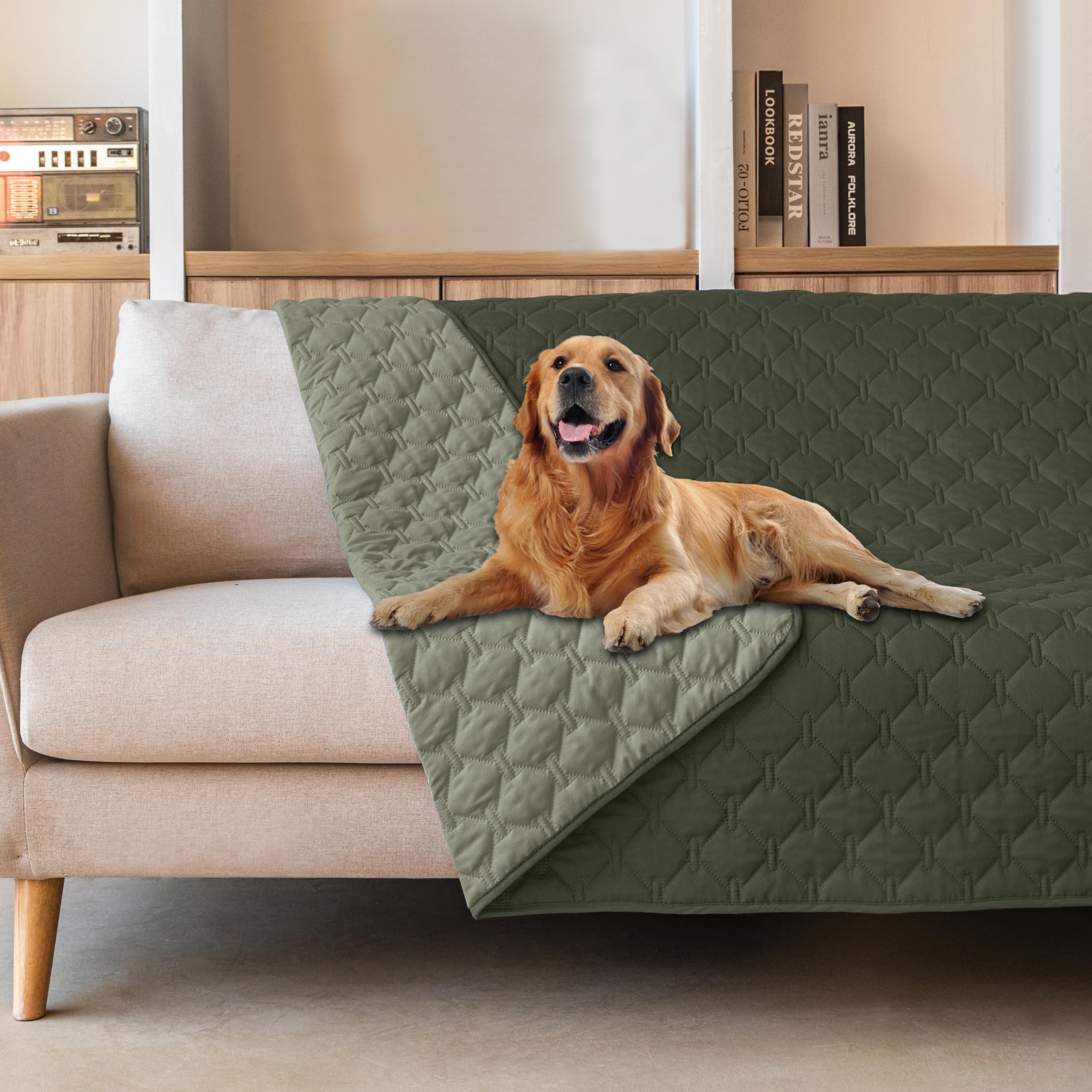 gogobunny 3X Stronger Waterproof Pet Blanket, Scratch Proof Furniture Protector for Dogs Cats, Reversible Cover 82x120 Inch — 52x82 Inch (Pack of 1)