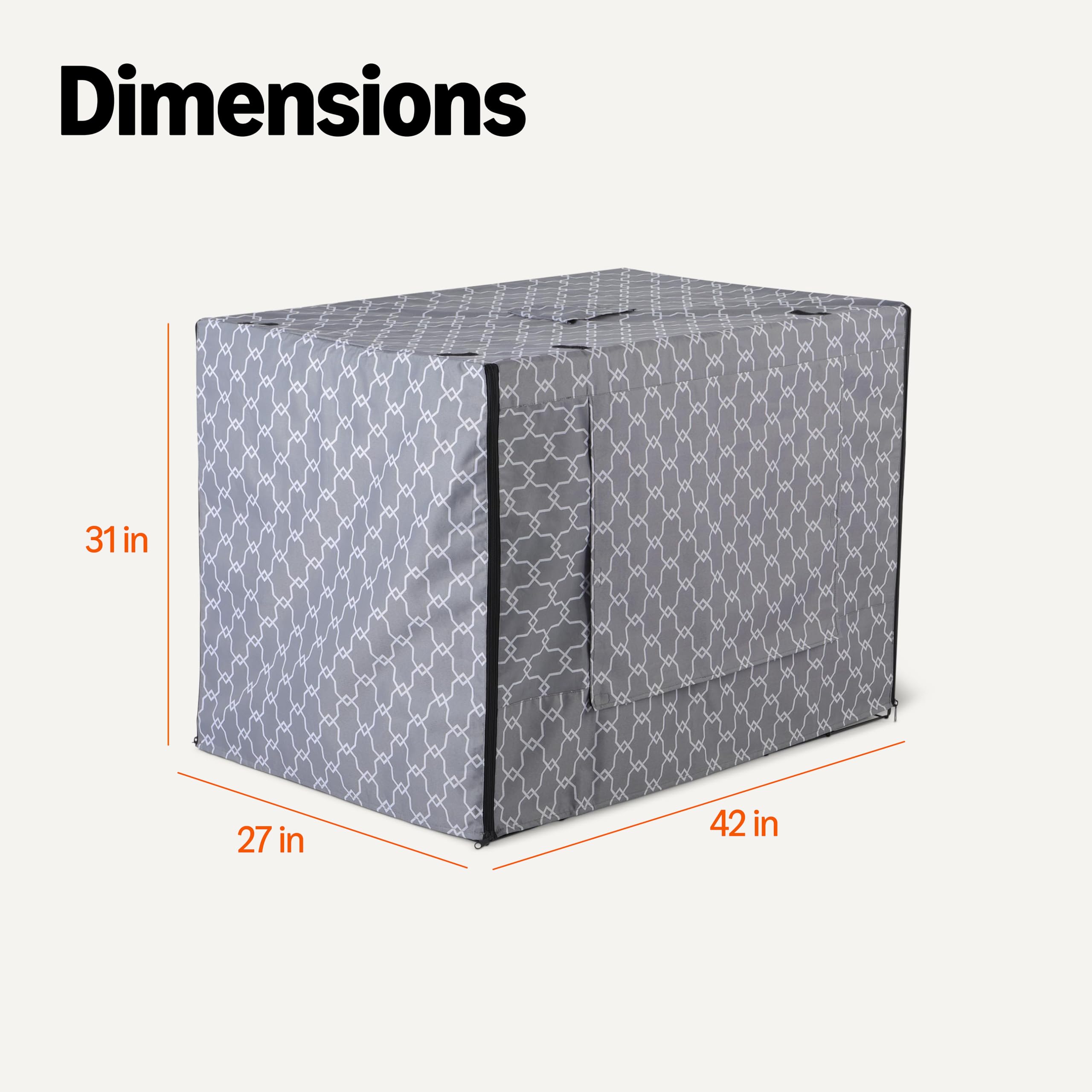 Dog Cage Cover for 42-inch Wire Crates, Heavy-Duty with Zippered Panels
