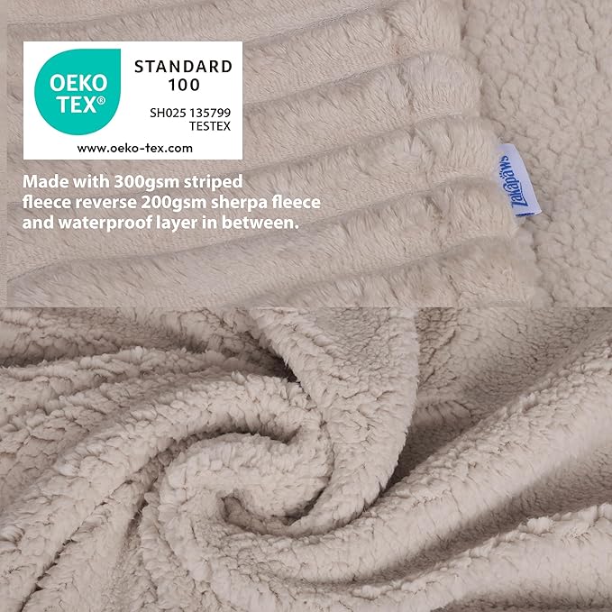 ZAKAPAWS Waterproof Pet Blanket for Large Dogs & Cats - Reversible Calming Plush, Washable Furniture Cover for Couch, Bed, Car Seat, Blocks Leaks, Stains & Pet Fur (Line, 30"x40")