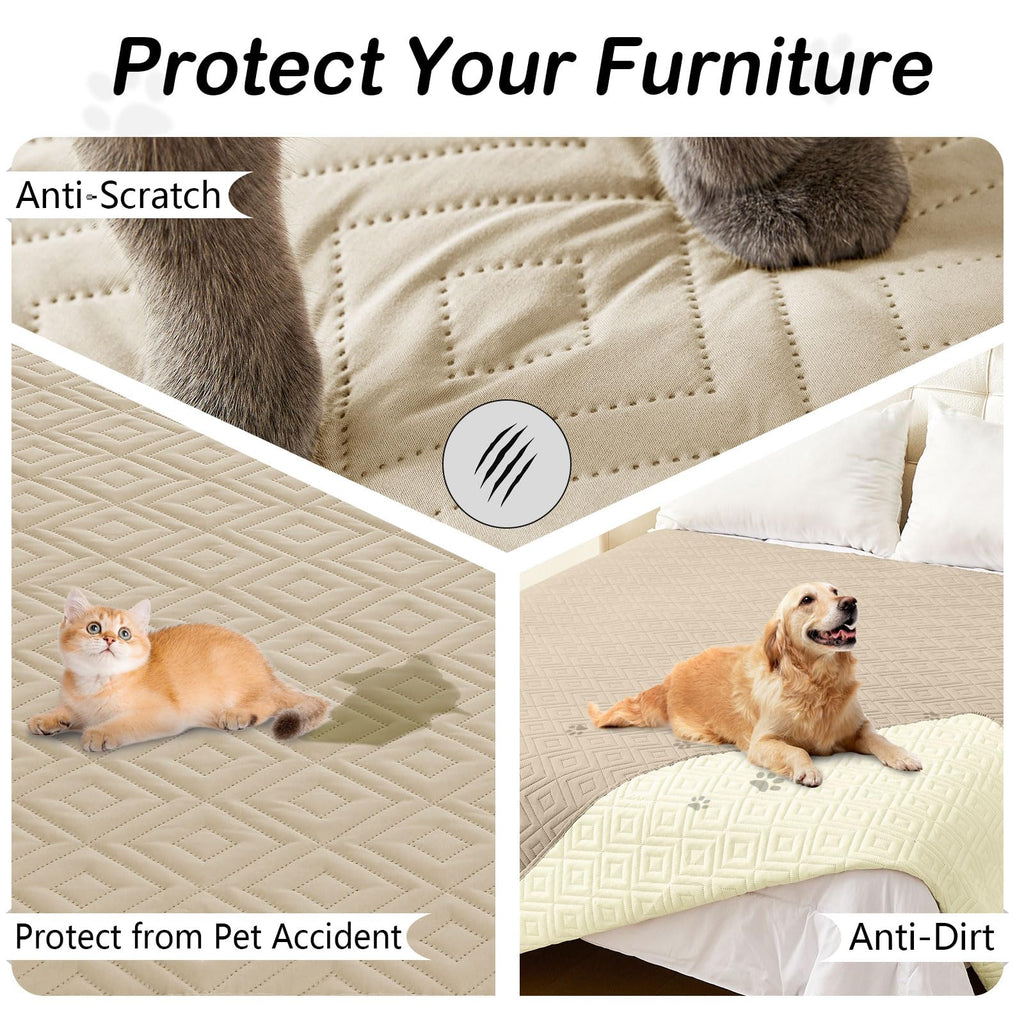 hyha Waterproof Reversible Dog Blanket, Pet Blanket for Sofa Couch