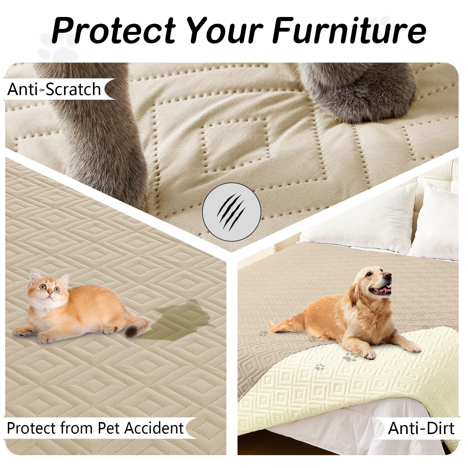 hyha Waterproof Reversible Dog Blanket, Pet Blanket for Sofa Couch