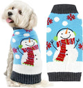 Pet Christmas Dog Sweaters Cute Animal Snowman Printed Puppy Xmas Costumes Winter Warm Turtleneck Jumpers Puppy Knitted Clothes Cat Outfits (M, Blue Snowman)