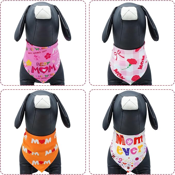 30 Pack Mothers Day Dog Bandanas Bulk for Small Dogs Kittens Breed 18 Inch Love Mom Dog Bandanas XS Puppy Doggy Best Mom Dogs Bandana Grooming S