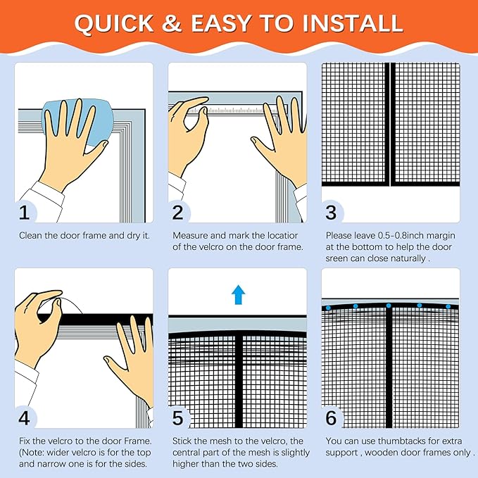Fiberglass Magnetic Screen Door Fit Door Size 32 x 80 in- Heavy Duty Fiberglass Screen Door Mesh for Interior Door, Patio and Sliding Doors - Door Screen Magnetic Closure Let Fresh Air in
