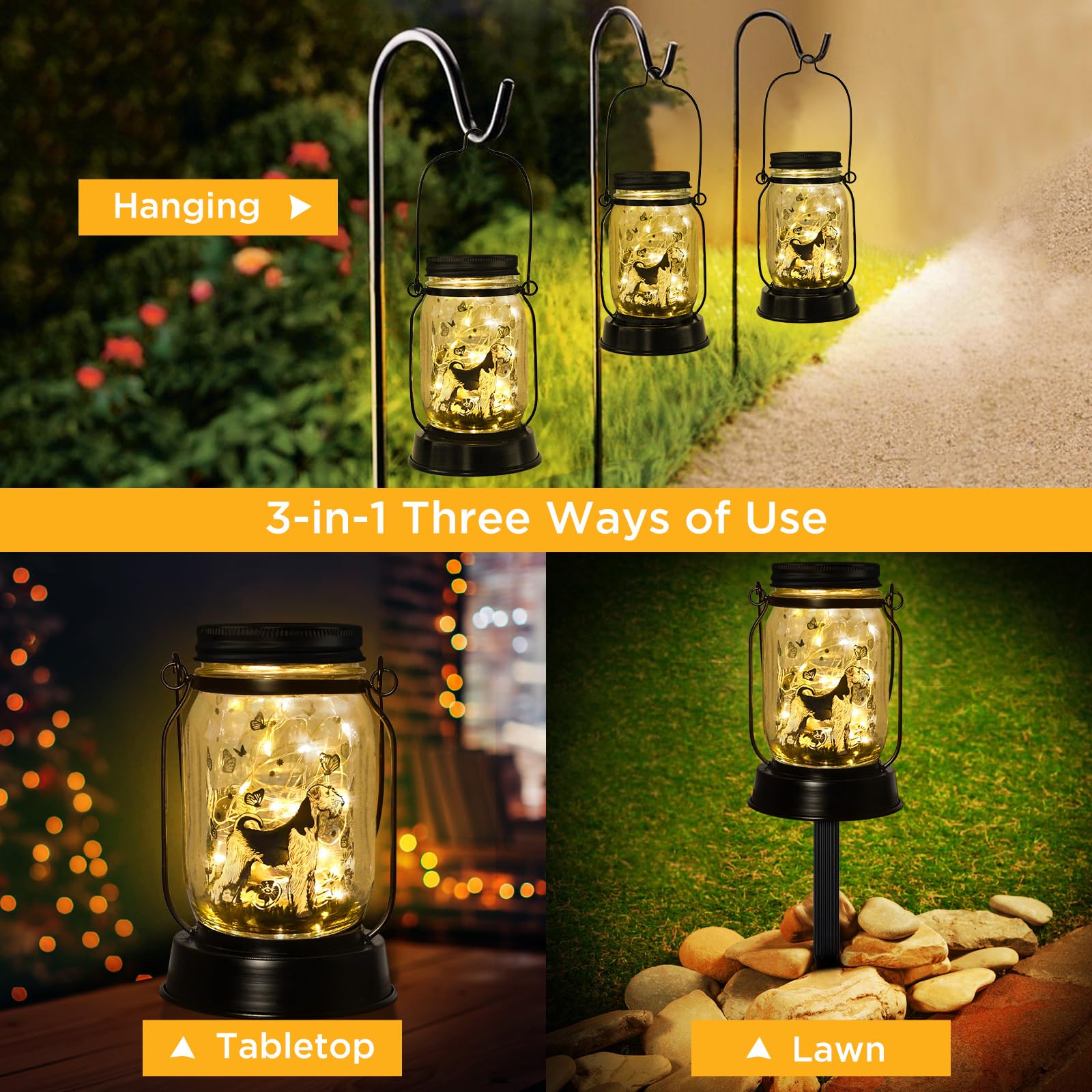 kyoryuger Terrier Dog Gifts for Women/Men, Pet Solar Lanterns Terrier Dog Lovers Lantern Pet Loss Dog Memorial Lights Solar Garden Decoration for Yard,Patio,Backyard,Torches Light