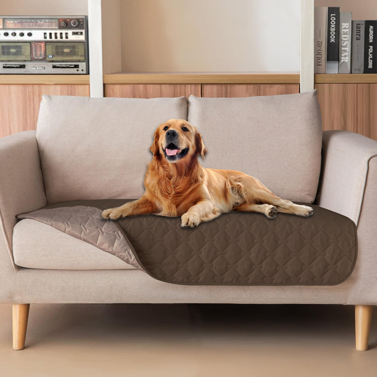 gogobunny Waterproof Loveseat Cover, Reversible Dog Cat Blanket for Couch