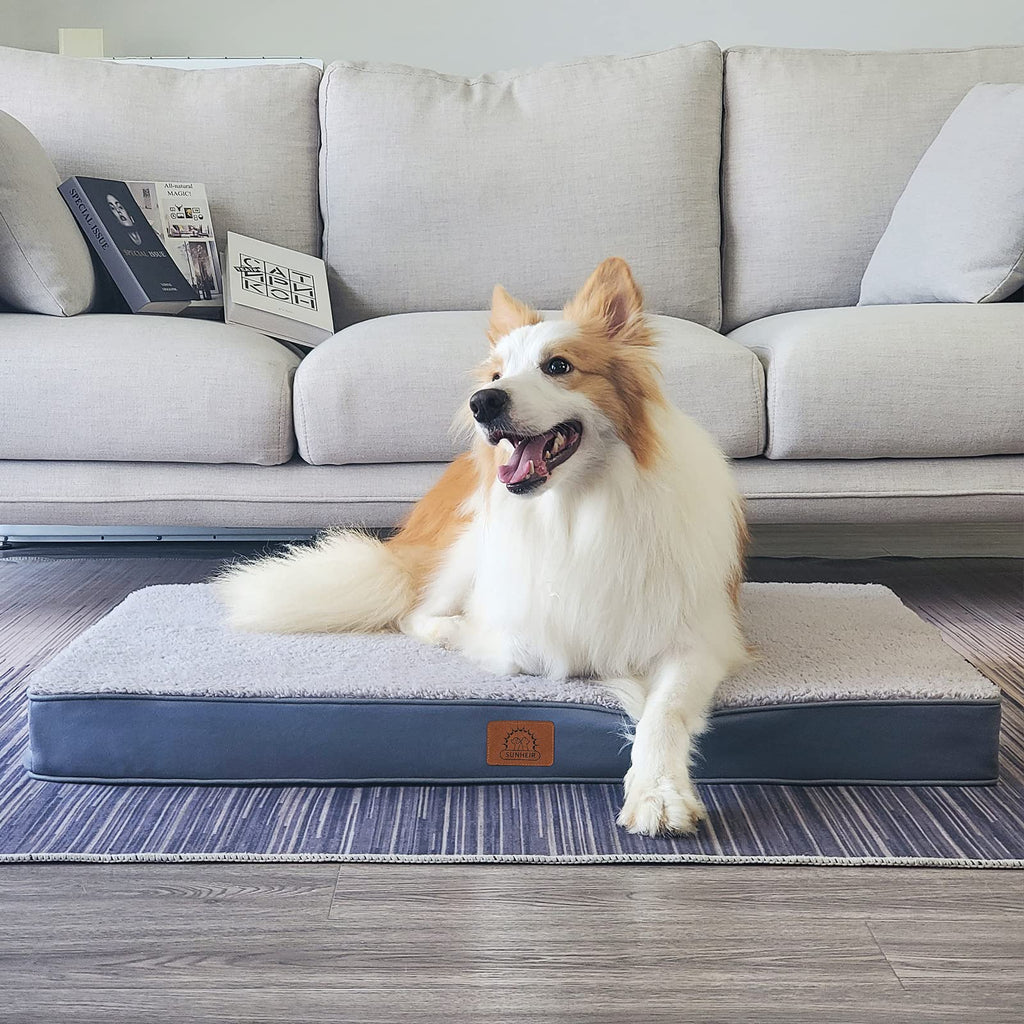 Sunheir Washable Orthopedic Large Dog Bed with Removable Cover, Pet Bed Mat