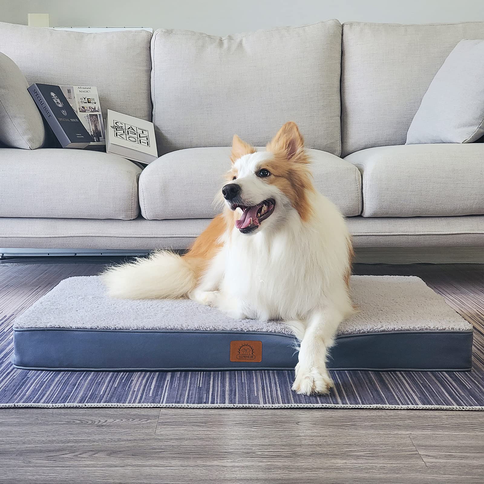 Sunheir Washable Orthopedic Large Dog Bed with Removable Cover, Pet Bed Mat