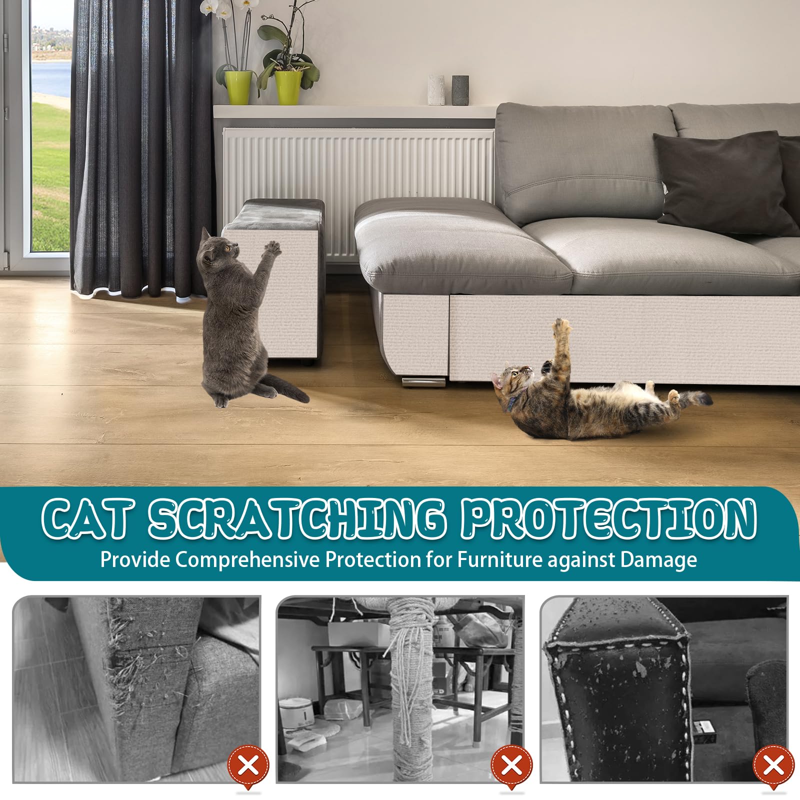 LSGCQ Cat Scratch Mat Self Adhesive Cat Scratch Furniture Protector