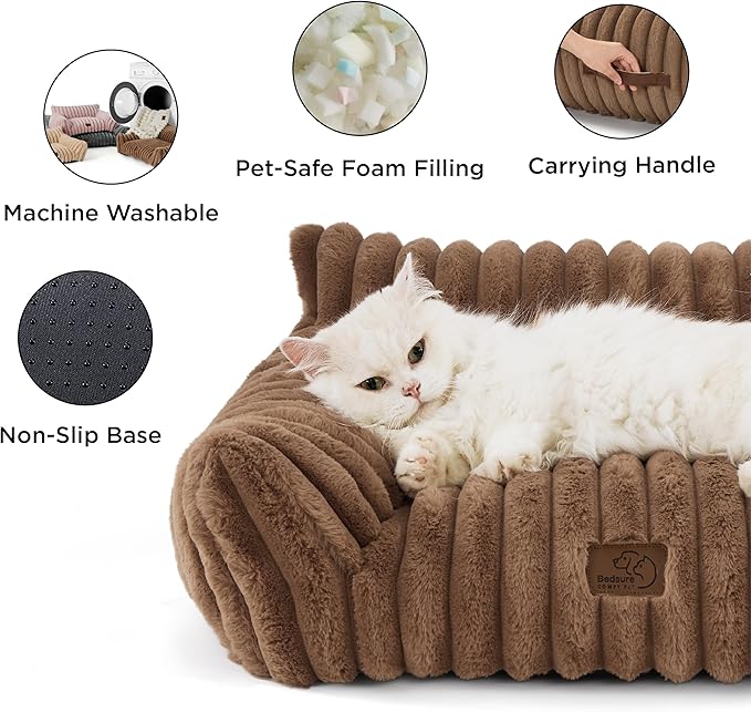 Bedsure ComfyFleece™ Shown on TV Dog Couch for Medium Dogs,36in Camel Brown