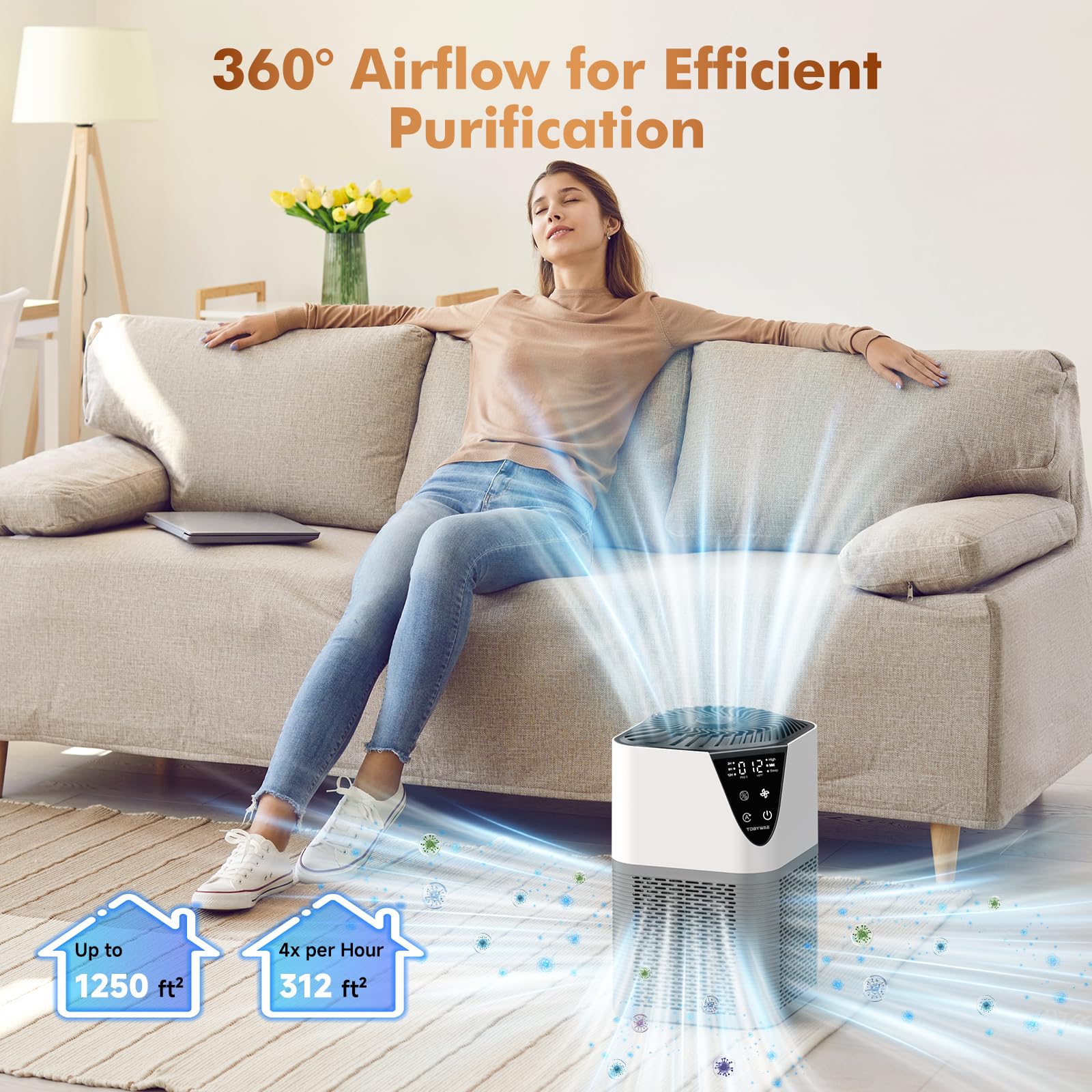 Air Purifiers for Home, H13 HEPA Filter, 25dB Quiet with Fragrance Diffuser