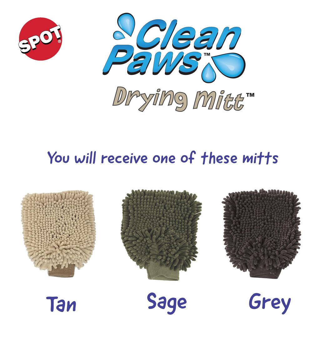 SPOT Clean Paws Chenille Microfiber Dog Towel Mitt - Super Absorbent, Quick-Drying, Washable, Double-Sided Glove for Wet Paws & Body, Durable, Odor-Free, Gently Massages & Dries, 9.5in x 7in