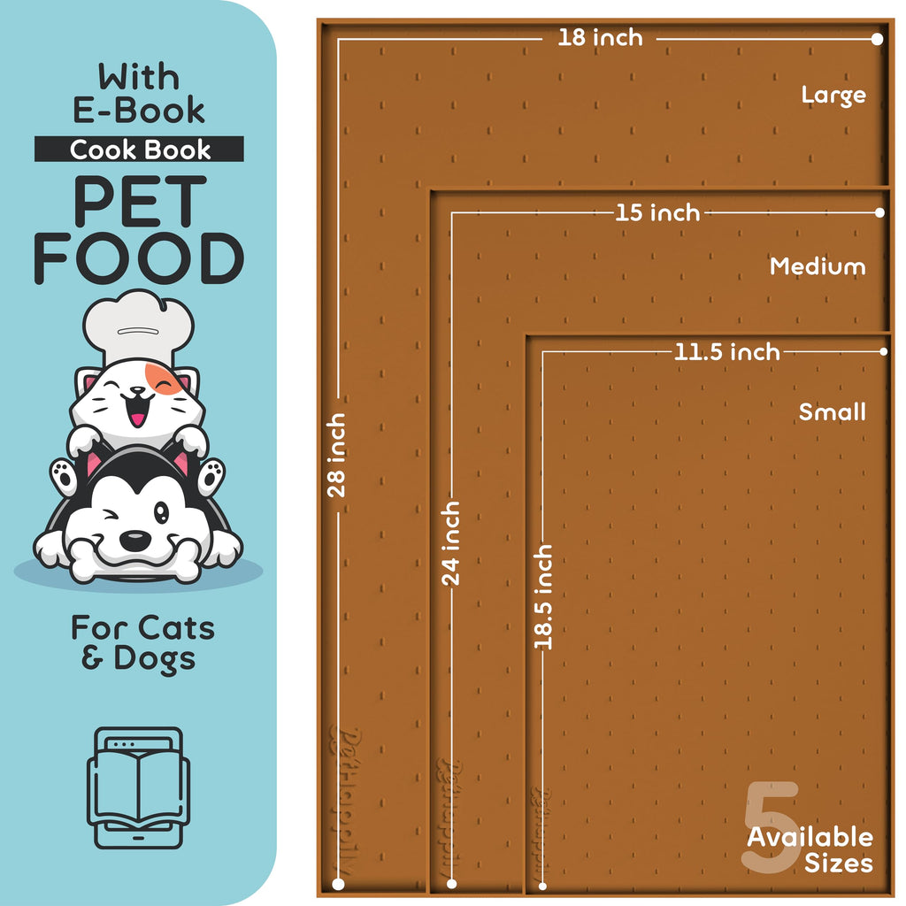 PetHappily Dog Food Mat - Raised Edges Dogs Mat for Food and Water Prevent Spill, Waterproof Cat Food Mats Protect Floors, Easy Clean Dog Bowl Mats for Food and Water, Silicone Pet Food Tray