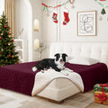 Waterproof Dog Blanket, Non-Slip Soft Pet Bed Cover, Couch Cover for Dogs Washable, Protects Sofa, Furniture, Crate, Car, Tear Resistant Leakproof Pet Blanket Christmas (82x82 Inch, Burgundy)