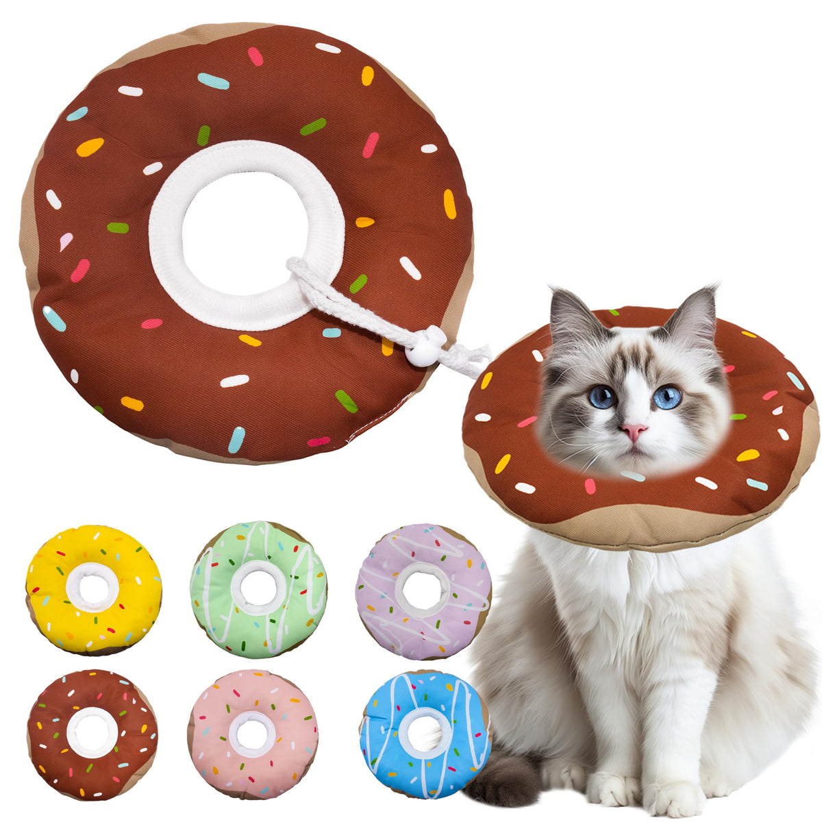 Seyezo Cat Cone Collar Soft, Adjustable Cat Recovery Cone, Orange, Small