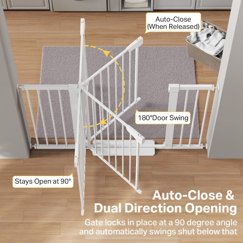 Cumbor 36 in Extra Tall Baby Gate for Stairs, 29.7-51.5 in Dog Gate White