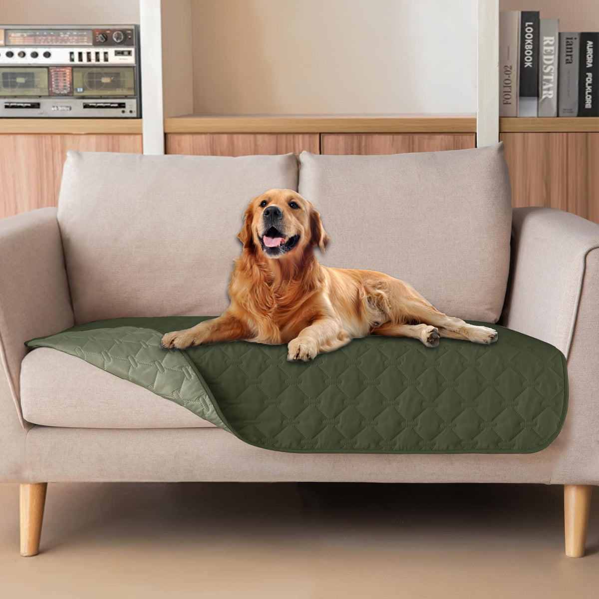 gogobunny Waterproof Loveseat Cover, Reversible Dog Cat Blanket for Couch