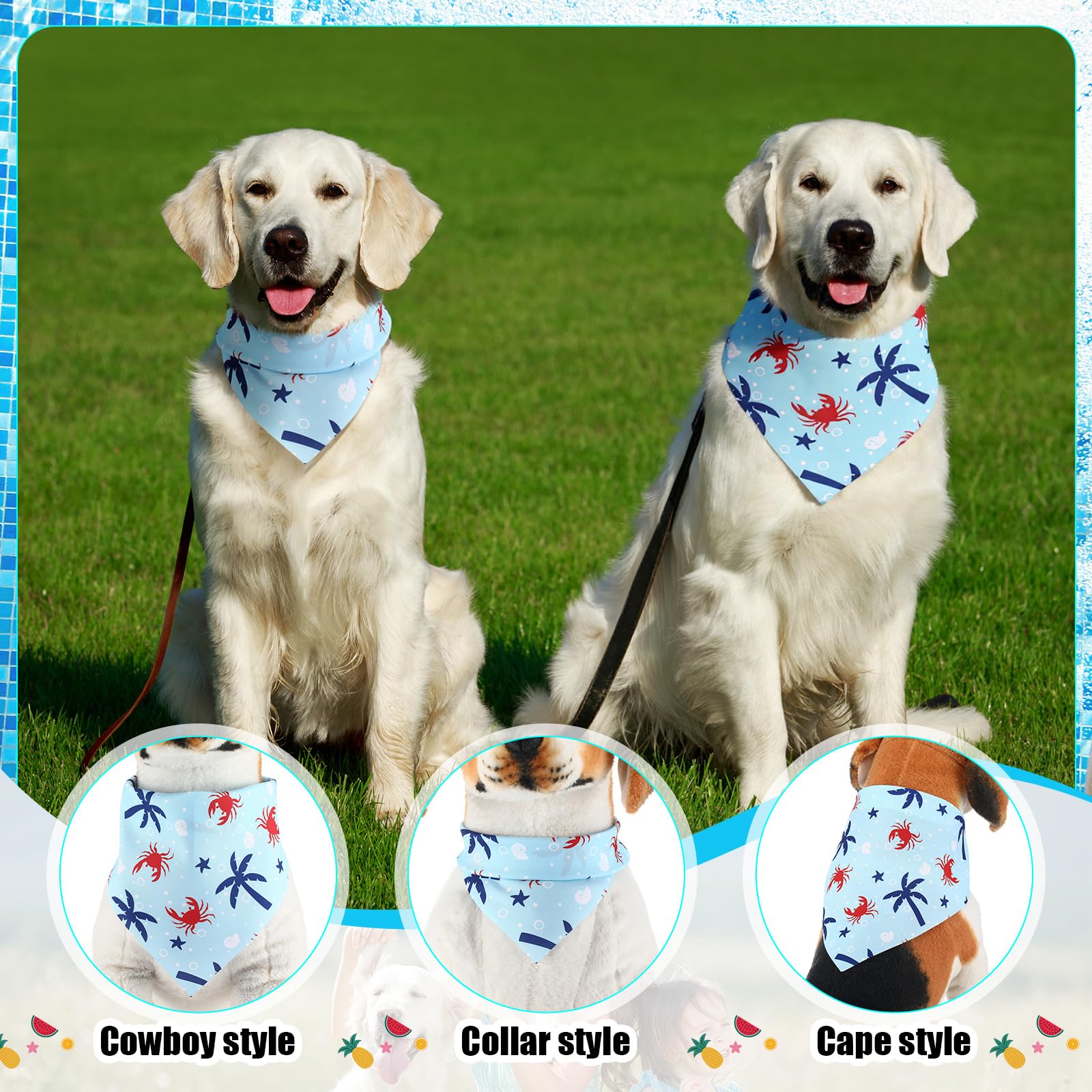 Aliceset 180 Pcs Summer Pet Dog Bandana Bulk Fruit Bandanas for Dogs Adjustable Washable Tropical Pet Triangle Scarf Dog Kerchief Bibs for Small Medium Large Dog Cat Holiday Costume Accessories
